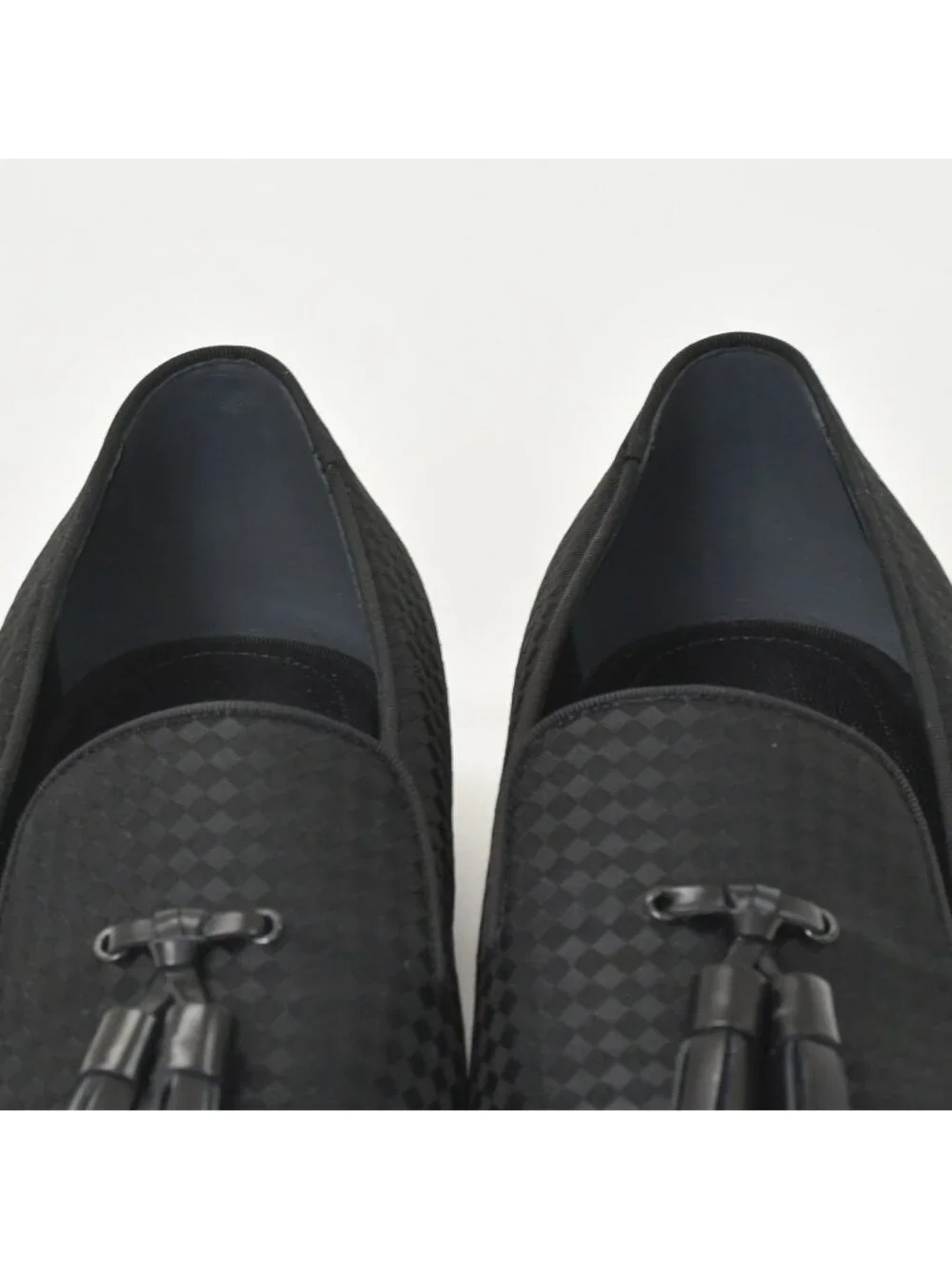 Louis Vuitton Moccasin Tassel Loafers Satin Business Shoes Black